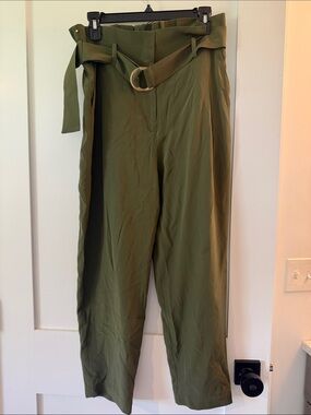 BRAND NEW-Cuyana Silk Paperbag Olive Green Tailored Pant- Size small